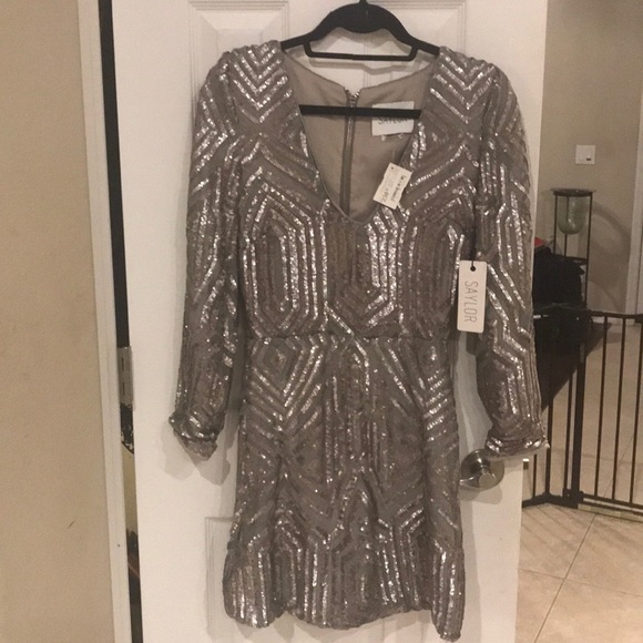 Saylor NWT Silver Sequence Cocktail Dress XS - Picture 3 of 7